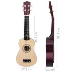 Vidaxl Set sopránové ukulele s obalem pro děti světlé dřevo 21"