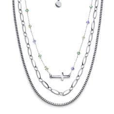 Oliver Weber Luxusní trojitý náhrdelník z oceli Eternal 12256
