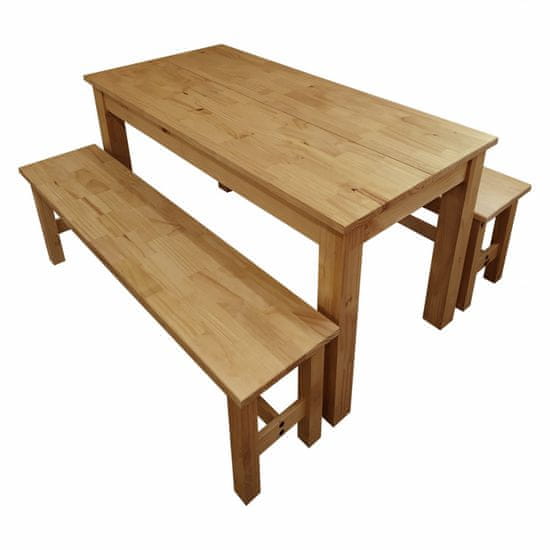 eoshop Stůl 140x70 + 2 lavice CORONA 2 vosk