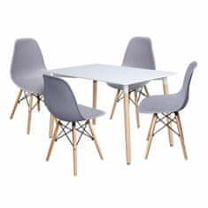 eoshop Jídelní stůl 120x80 UNO bílý + 4 židle UNO šedé