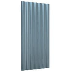 Greatstore Střešní panely 12 ks práškově lakovaná ocel šedé 80 x 36 cm