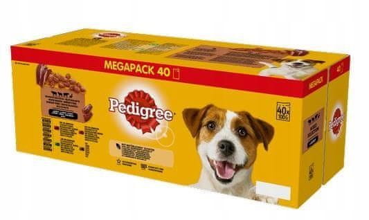 Pedigree Adult sáček 40x100 g smíšené příchutě kapsičky pro psy v omáčce (hovězí s jehněčím, jehněčí s játry, hovězí s játry a kachnou)