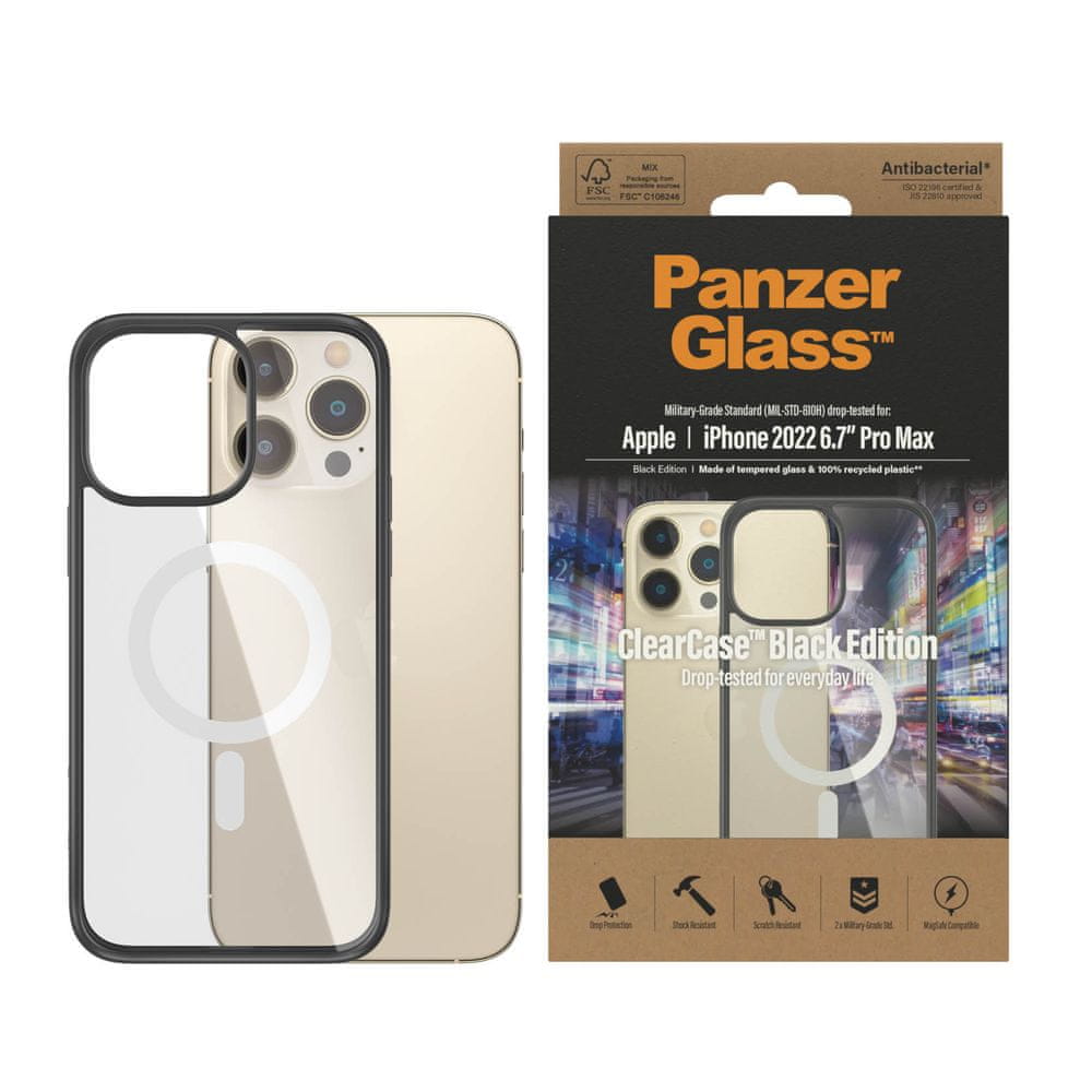 PanzerGlass ClearCase Apple iPhone 14 Pro Max (Black edition) s MagSafe, 0416 - rozbaleno