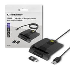 Qoltec Čtečka karet Smart ID SCR-0634 | USB typ C