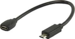 Valueline redukční kabel MHL pro telefony Samsung/ 11-pin zástrčka USB micro B - 5-pin zásuvka USB micro B/ černý/ 20cm