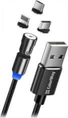 SWISSTEN Colorway Nabíjecí Kabel 3v1 Lightning+MicroUSB+USB-C/ Magnetic/ 2.4A/ Nylon/ Magnetic Rotation 540°/ 1m