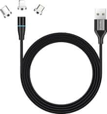 SWISSTEN Colorway Nabíjecí Kabel 3v1 Lightning+MicroUSB+USB-C/ Magnetic/ 2.4A/ Nylon/ Quick Charge 3.0/ 1m