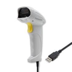 Qoltec Laserový skener čárových kódů 1D | USB | Bílý