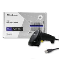 Qoltec Laserový snímač čárových kódů 1D | USB | Černý