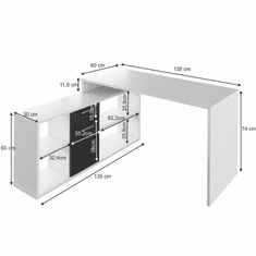 BPS-koupelny PC stůl, bílá / černá, NOE NEW