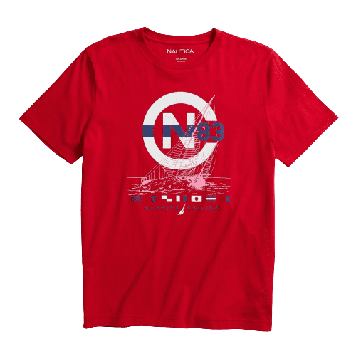 Nautica NAUTICA pánské červené tričko SAILBOAT SKETCH