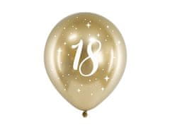 PartyDeco Saténové balónky 18 zlaté 30cm 6ks