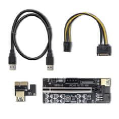 Qoltec Riser PCI-E 1x - 16x | USB 3.0 | ver. 018 | SATA / PCI-E 6 pinů
