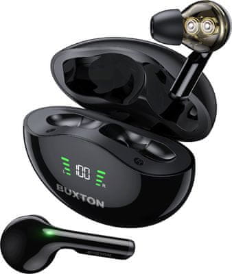 moderní bezdrátová sluchátka buxton btw 5800 bluetooth handsfree dotykové ovládání nabíjecí pouzdro odolná vodě