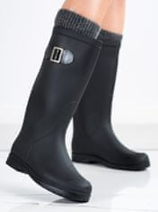 Amiatex Designové gumáky černé dámské na plochém podpatku + Ponožky Gatta Calzino Strech, černé, 36