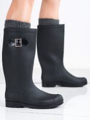 Amiatex Designové gumáky černé dámské na plochém podpatku + Ponožky Gatta Calzino Strech, černé, 36