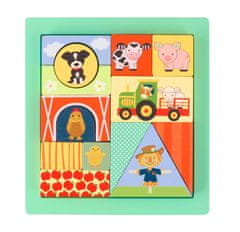 Orange Tree Toys Dřevěné puzzle kostky - Zvířátka na farmě