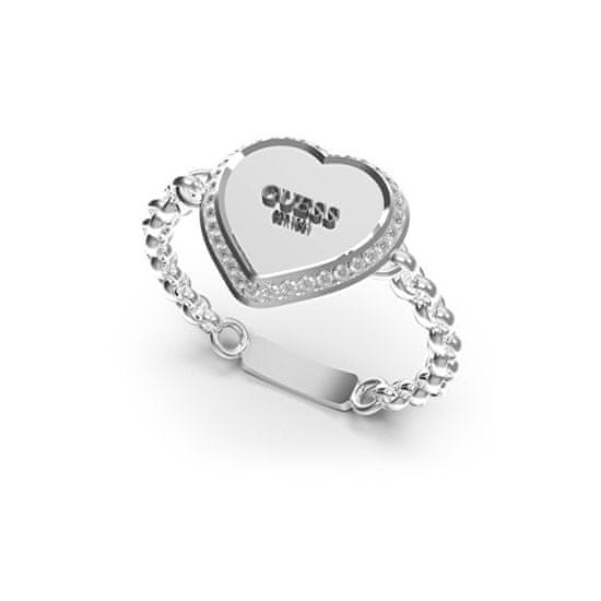 Guess Nápaditý ocelový prsten se srdíčkem Fine Heart JUBR01429JWRH