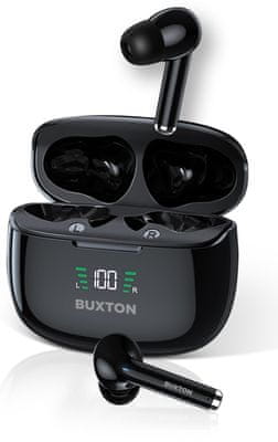 moderní bezdrátová sluchátka buxton btw 8800 anc potlačení okolních hluků bluetooth handsfree dotykové ovládání nabíjecí pouzdro odolná vodě