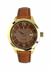 Slava Time Pánské hnědé hodinky SLAVA s hnědým ciferníkem SLAVA 10126