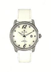 Slava Time Dámské elegantní hodinky SLAVA s kamínky SWAROVSKI s květinami v ciferníku SLAVA 10108