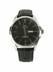 Slava Time Pánské elegantní hodinky SLAVA s děleným černým ciferníkem SLAVA 10078