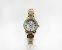 Slava Time Dámské zlaté hodinky SLAVA vykládané kamínky Swarovski s bílým ciferníkem SLAVA 10065