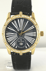 Slava Time Dámské hodinky SLAVA s vykrojeným ciferníkem zlaté pouzdro SLAVA 10103