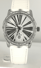 Slava Time Dámské hodinky s vykrojeným ciferníkem a kamínky SLAVA bílý řemínek SLAVA 10103