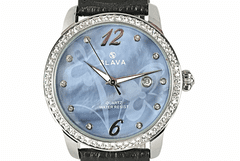 Slava Time Dámské elegantní hodinky SLAVA s kamínky SWAROVSKI s květinami v ciferníku SLAVA 10108