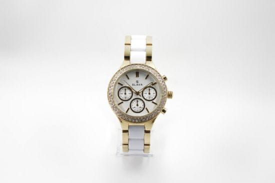 Slava Time Dámské bílo-zlaté hodinky SLAVA s krystaly SWAROVSKI SLAVA 10178
