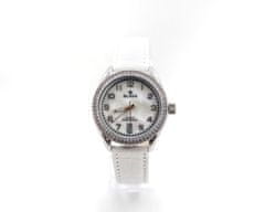 Slava Time Dámské elegantní hodinky SLAVA s kamínky SWAROWSKI a bílým řemínkem SLAVA 10106