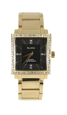 Slava Time Dámské zlaté hodinky SLAVA s kamínky kolem ciferníku SLAVA 10161