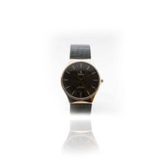 Slava Time Pánské černé hodinky SLAVA s ocelovým řemínkem milano SLAVA 10197/2