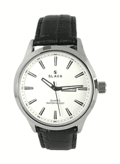 Slava Time Pánské elegantní hodinky SLAVA s imitací krokodýlí kůže SLAVA 10076