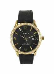 Slava Time Dámské elegantní hodinky SLAVA s černým řemínkem SLAVA 10059