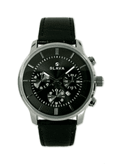 Slava Time Pánské černé hodinky SLAVA se stříbrným pouzdrem SLAVA 10125