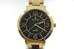 Slava Time Dámské zlaté ocelové hodinky s černým ciferníkem SLAVA 10113