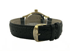 Slava Time Pánské černé elegantní hodinky SLAVA řemínek s imitací krokodýlí kůže SLAVA 10076