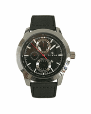 Slava Time Pánské masivní hodinky SLAVA s černým ciferníkem SLAVA 10083