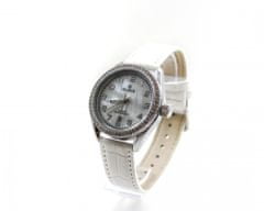 Slava Time Dámské elegantní hodinky SLAVA s kamínky SWAROWSKI a bílým řemínkem SLAVA 10106