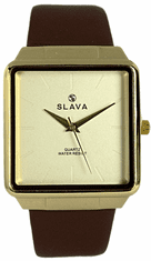 Slava Time Pánské nadčasové hodinky SLAVA zlato-hnědé SLAVA 10143