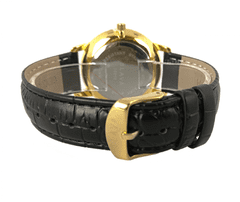 Slava Time Pánské černé elegantní hodinky SLAVA s decentním ciferníkem SLAVA 10012