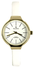 Slava Time Dámské elegantní hodinky s úzkým páskem SLAVA bílo-zlaté SLAVA 10099