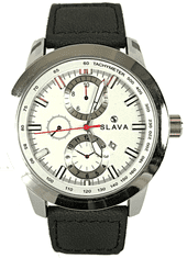 Slava Time Pánské masivní hodinky SLAVA s černým řemínkem SLAVA 10083