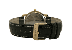 Slava Time Pánské zlato-černé hodinky SLAVA s dvěma ciferníky SLAVA 10098