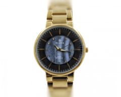 Slava Time Dámské zlaté hodinky SLAVA s modro-černým ciferníkem SLAVA 10136