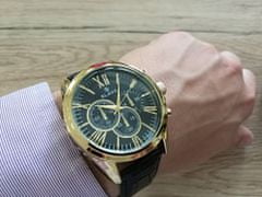 Slava Time Pánské zlato-černé masivní hodinky SLAVA s černým ciferníkem SLAVA 10154