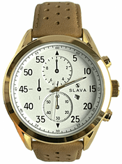 Slava Time Pánské masivní hodinky SLAVA ciferník 50 mm s býlím ciferníkem SLAVA 10092