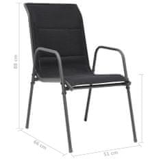 Petromila Stohovatelné zahradní židle 2 ks ocel a textilen černé